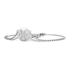 Astrology Pisces 0.07ct Lab Grown Diamond Adjustable Medallion Bracelet Sterling Silver
