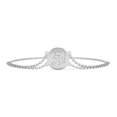 Astrology Sagittarius 0.07ct Lab Grown Diamond Adjustable Medallion Bracelet Sterling Silver