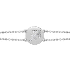Astrology Sagittarius 0.07ct Lab Grown Diamond Adjustable Medallion Bracelet Sterling Silver