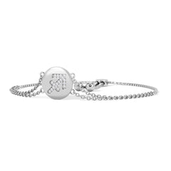 Astrology Sagittarius 0.07ct Lab Grown Diamond Adjustable Medallion Bracelet Sterling Silver