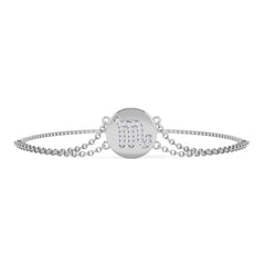 Astrology Scorpio 0.07ct Lab Grown Diamond Adjustable Medallion Bracelet Sterling Silver