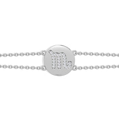 Astrology Scorpio 0.07ct Lab Grown Diamond Adjustable Medallion Bracelet Sterling Silver