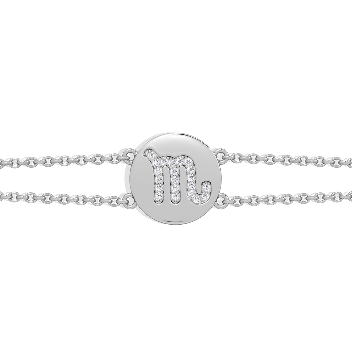 Astrology Scorpio 0.07ct Lab Grown Diamond Adjustable Medallion Bracelet Sterling Silver