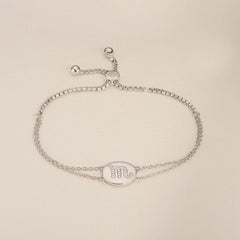 Astrology Scorpio 0.07ct Lab Grown Diamond Adjustable Medallion Bracelet Sterling Silver