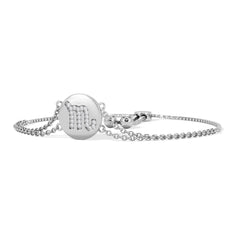 Astrology Scorpio 0.07ct Lab Grown Diamond Adjustable Medallion Bracelet Sterling Silver