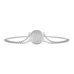 Astrology Virgo 0.07ct Lab Grown Diamond Adjustable Medallion Bracelet Sterling Silver