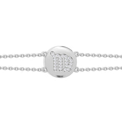 Astrology Virgo 0.07ct Lab Grown Diamond Adjustable Medallion Bracelet Sterling Silver