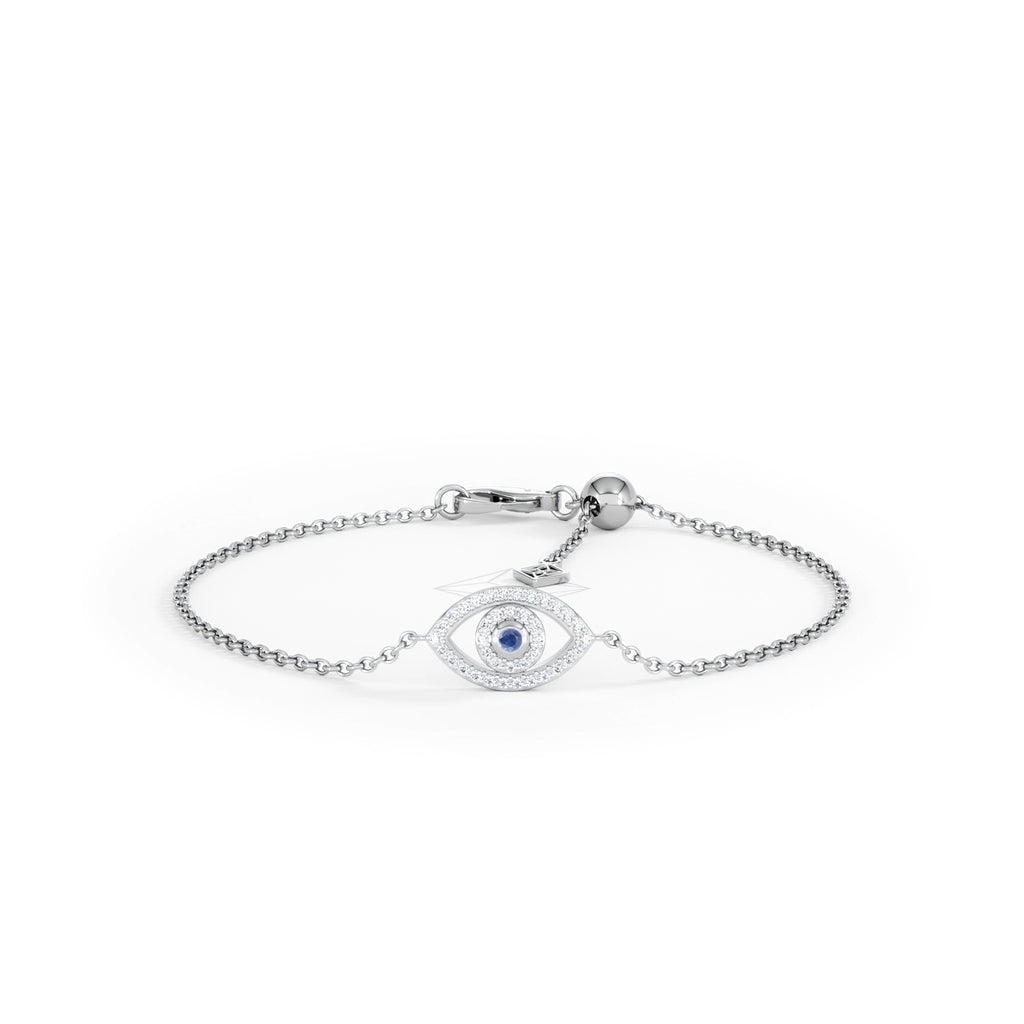 Evil Eye 0.21ct Sapphire Lab Diamond Adjustable Bracelet in Sterling Silver