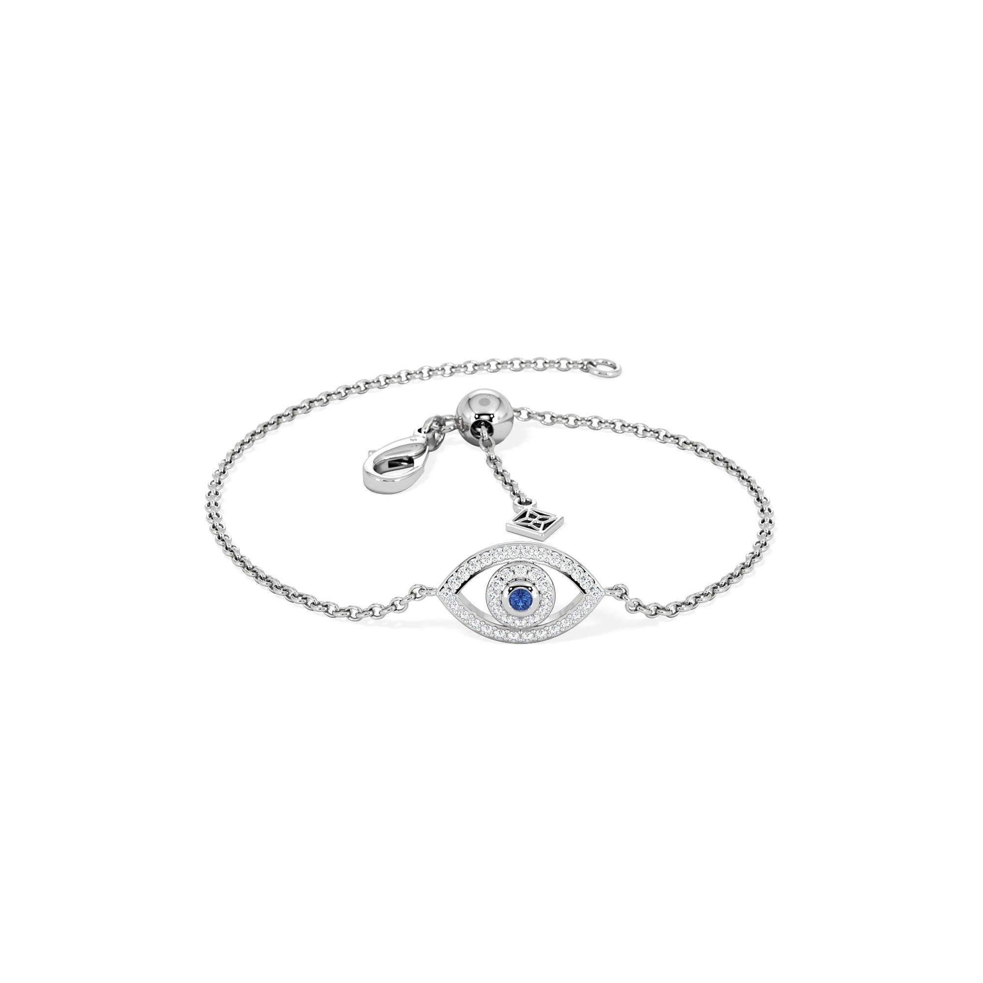 Evil Eye 0.21ct Sapphire Lab Diamond Adjustable Bracelet in Sterling Silver