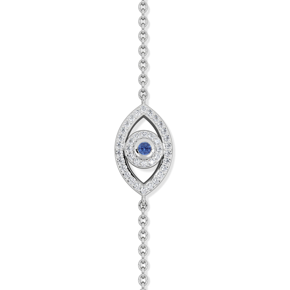 Evil Eye 0.21ct Sapphire Lab Diamond Adjustable Bracelet in Sterling Silver