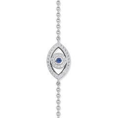 Evil Eye 0.21ct Sapphire Lab Diamond Adjustable Bracelet in Sterling Silver