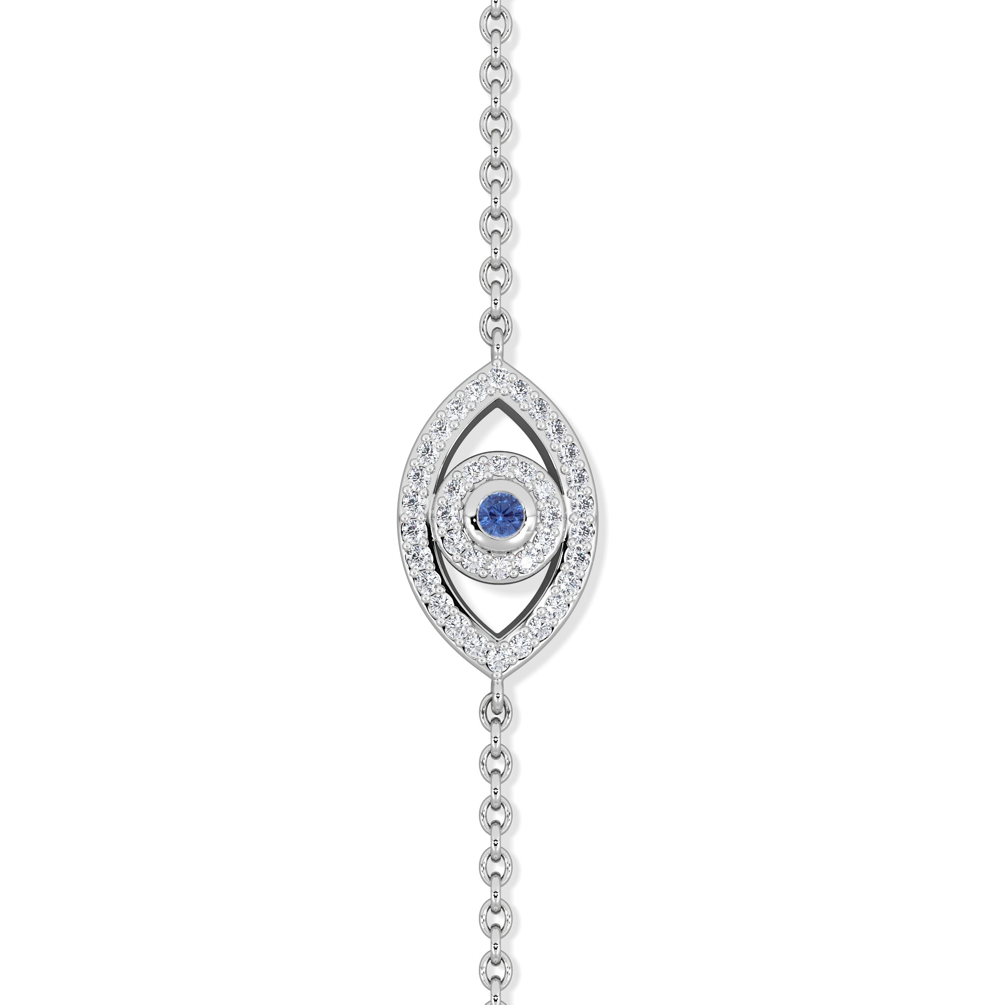 Evil Eye 0.21ct Sapphire Lab Diamond Adjustable Bracelet in Sterling Silver