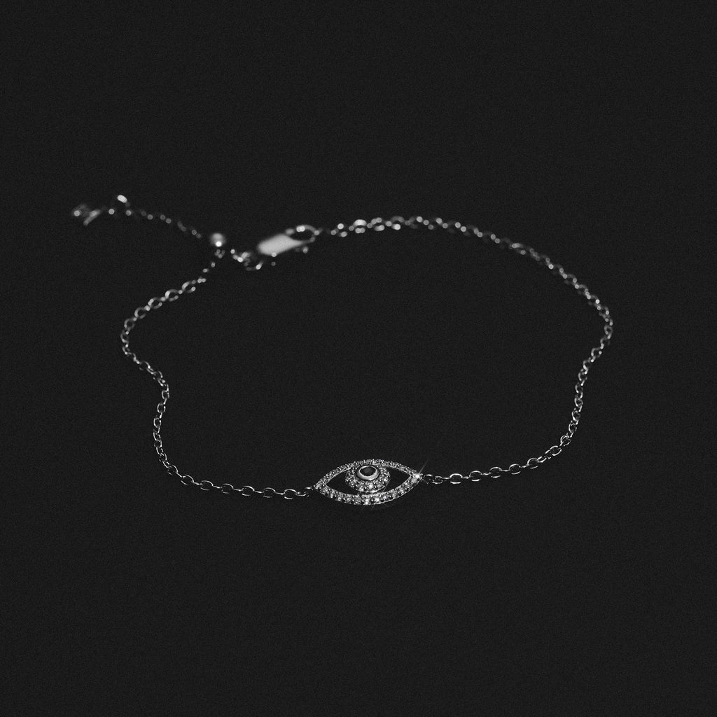 Evil Eye 0.21ct Sapphire Lab Diamond Adjustable Bracelet in Sterling Silver