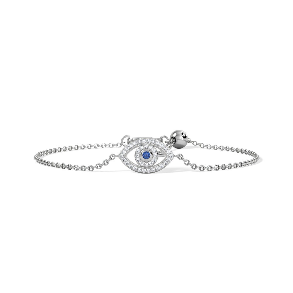 Evil Eye 0.21ct Sapphire Lab Diamond Adjustable Bracelet in Sterling Silver