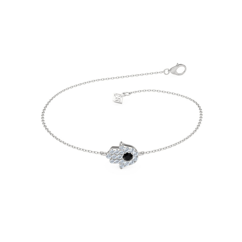 Hamsa 0.20ct Lab Diamond and Sapphire Bracelet in Sterling Silver