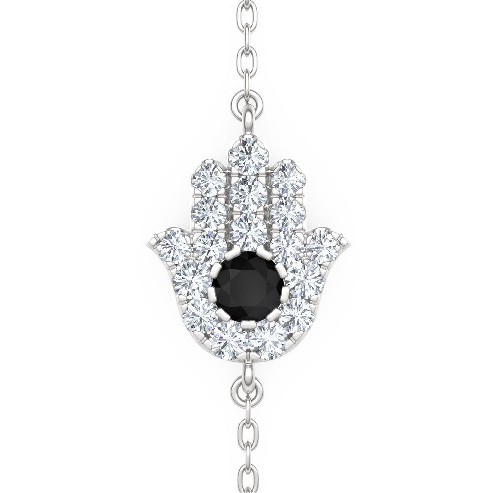 Hamsa 0.20ct Lab Diamond and Sapphire Bracelet in Sterling Silver