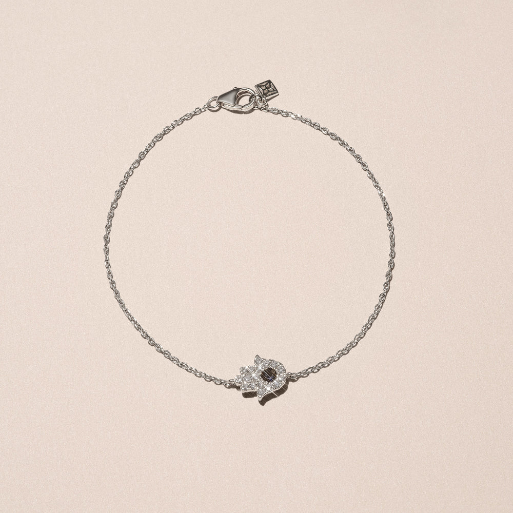 Hamsa 0.20ct Lab Diamond and Sapphire Bracelet in Sterling Silver