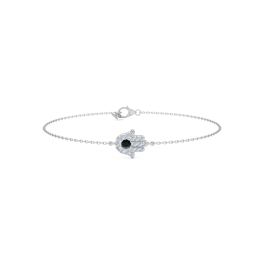 Hamsa 0.20ct Lab Diamond and Sapphire Bracelet in Sterling Silver