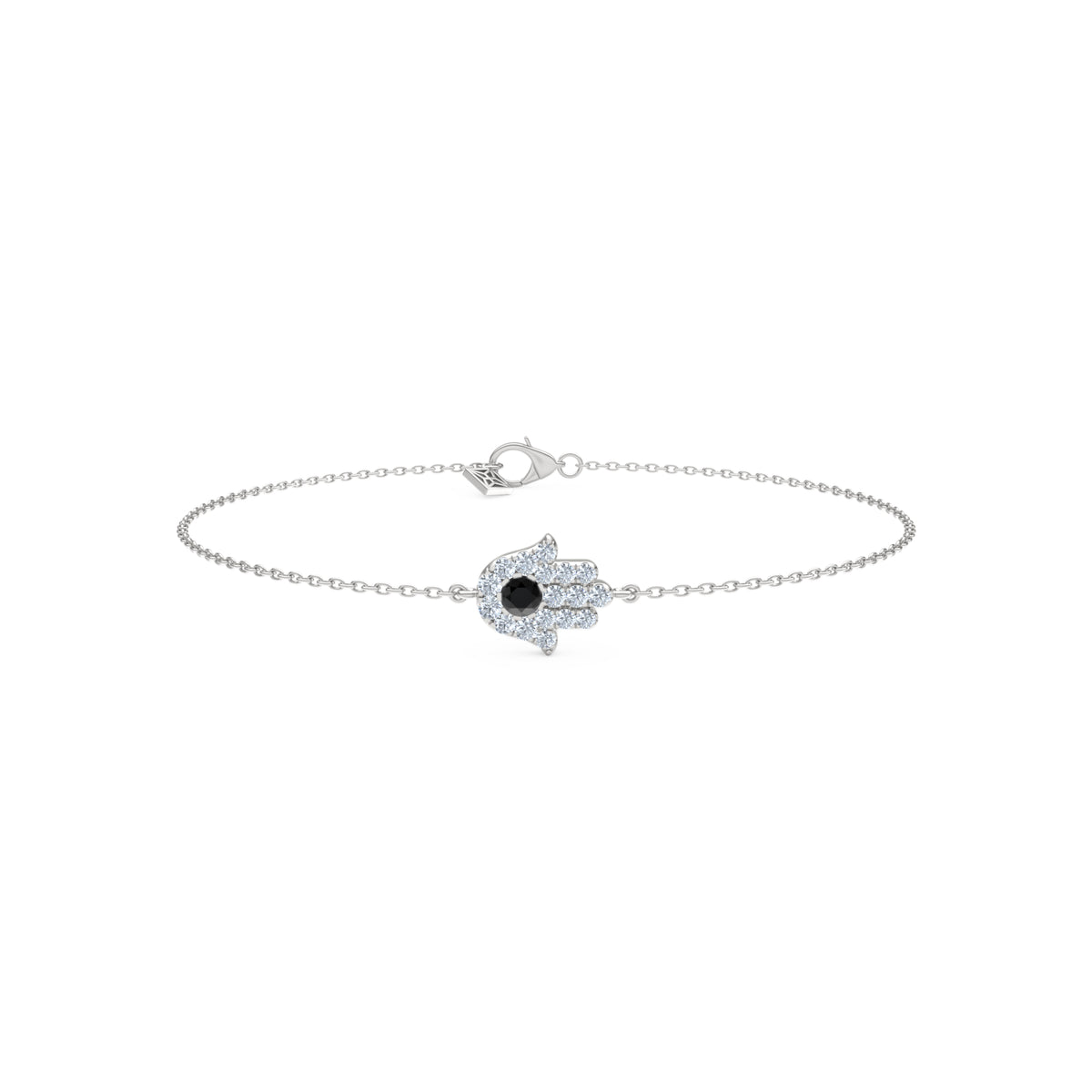 Hamsa 0.20ct Lab Diamond and Sapphire Bracelet in Sterling Silver