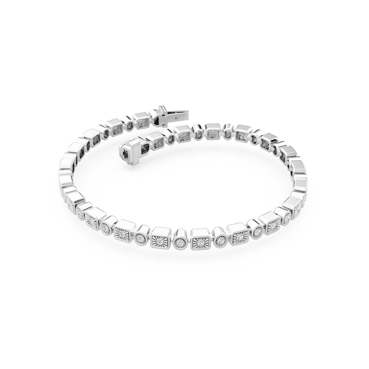 Mixed-Set 0.50ct Lab Diamond Tennis Bracelet in Sterling Silver