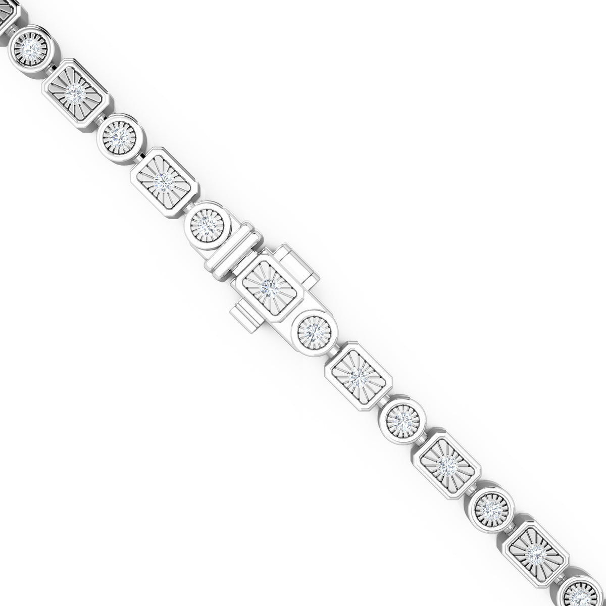 Mixed-Set 0.50ct Lab Diamond Tennis Bracelet in Sterling Silver