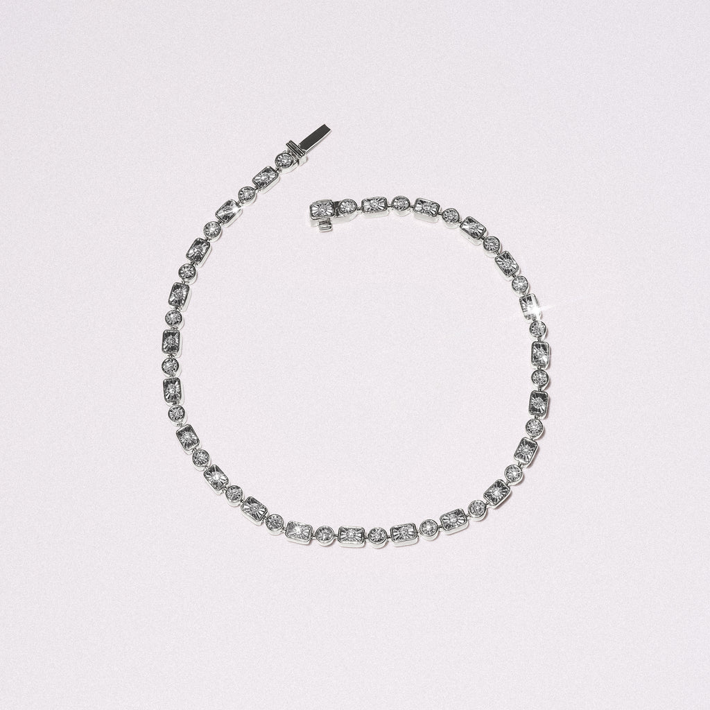 Mixed-Set 0.50ct Lab Diamond Tennis Bracelet in Sterling Silver