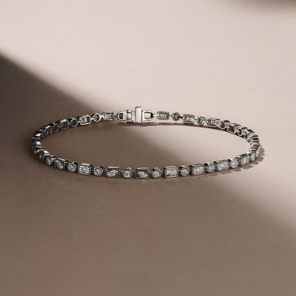 Mixed-Set 0.50ct Lab Diamond Tennis Bracelet in Sterling Silver