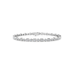 Mixed-Set 0.50ct Lab Diamond Tennis Bracelet in Sterling Silver