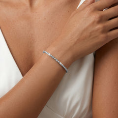 Mixed-Set 0.50ct Lab Diamond Tennis Bracelet in Sterling Silver
