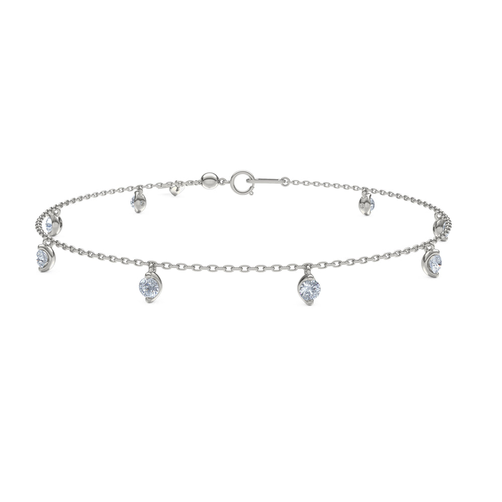 The Anklet - 1.00ct Round Cut Lab Diamond in Sterling Silver