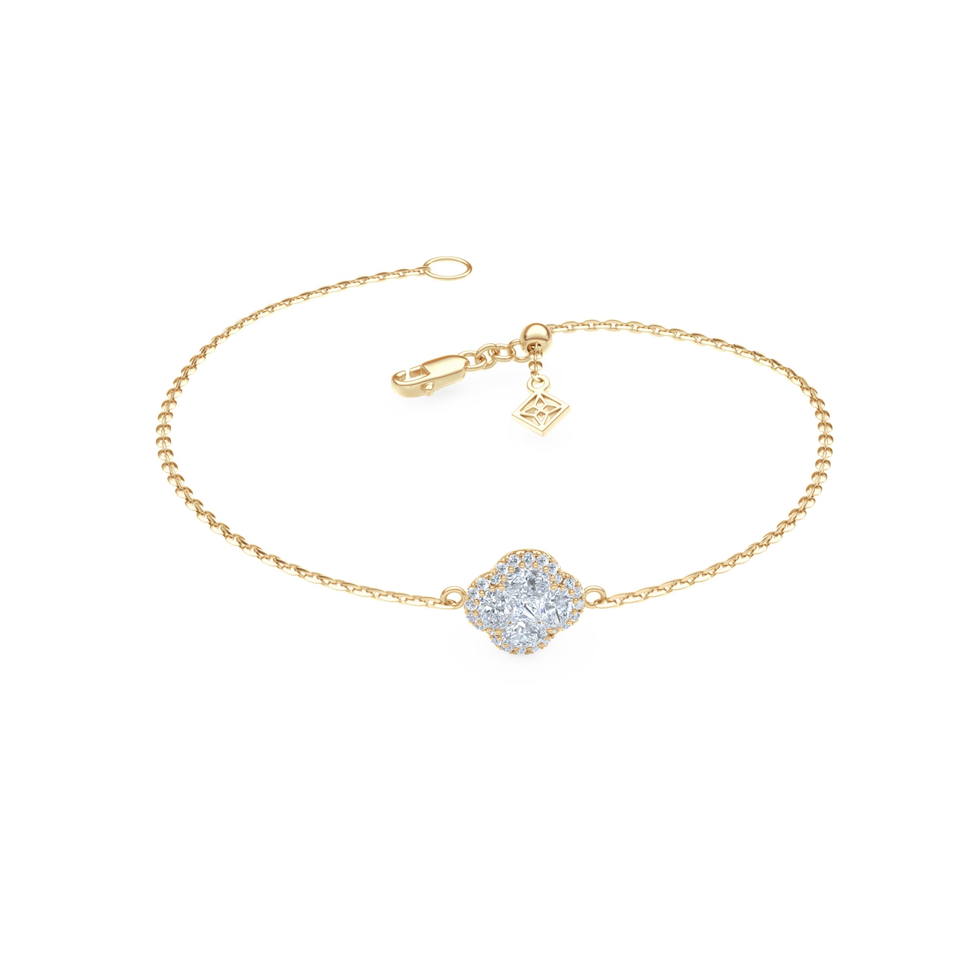 Alegria 0.91ct Lab Diamond Halo Bracelet in 9K Yellow Gold