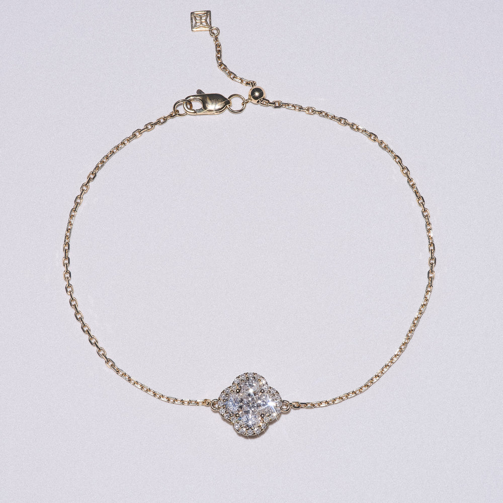 Alegria 0.91ct Lab Diamond Halo Bracelet in 9K Yellow Gold
