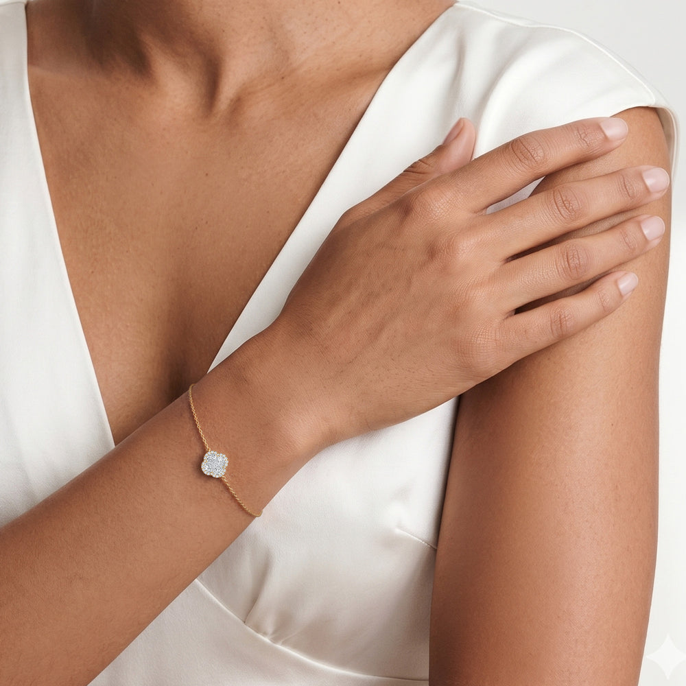 Alegria 0.91ct Lab Diamond Halo Bracelet in 9K Yellow Gold