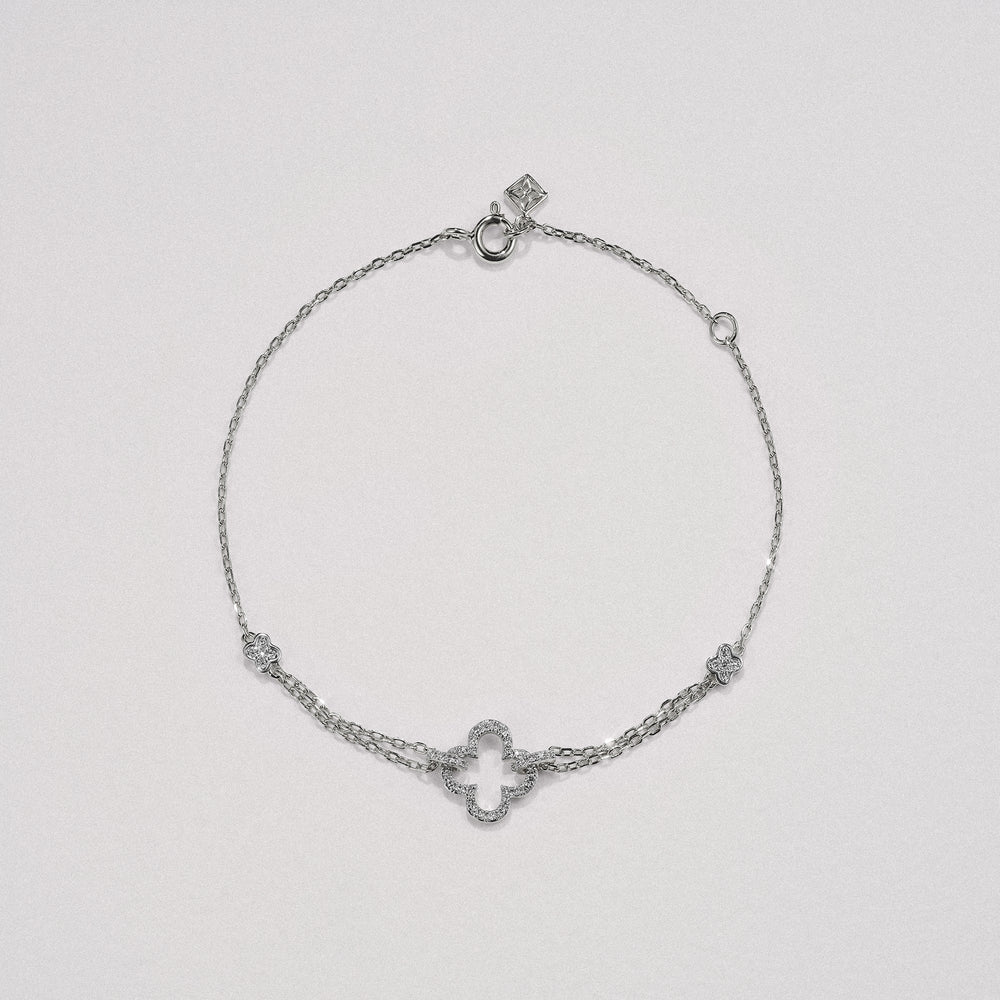 Stellato 0.14ct Lab Diamond Clover Bracelet in Sterling Silver