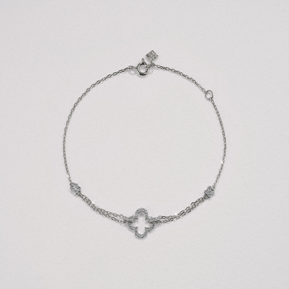 Stellato 0.14ct Lab Diamond Clover Bracelet in Sterling Silver