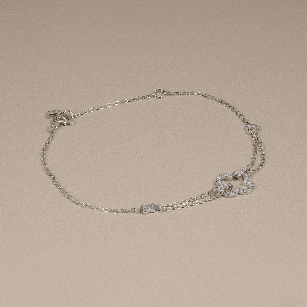 Stellato 0.14ct Lab Diamond Clover Bracelet in Sterling Silver