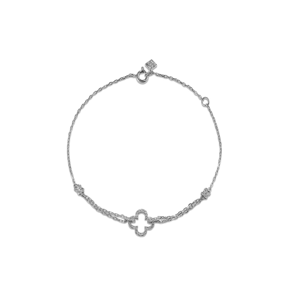 Stellato 0.14ct Lab Diamond Clover Bracelet in Sterling Silver