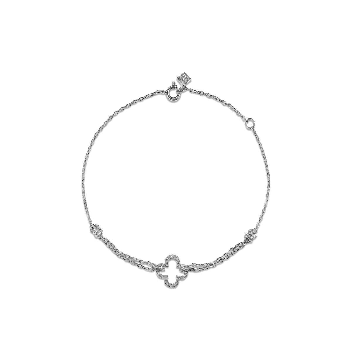 Stellato 0.14ct Lab Diamond Clover Bracelet in Sterling Silver