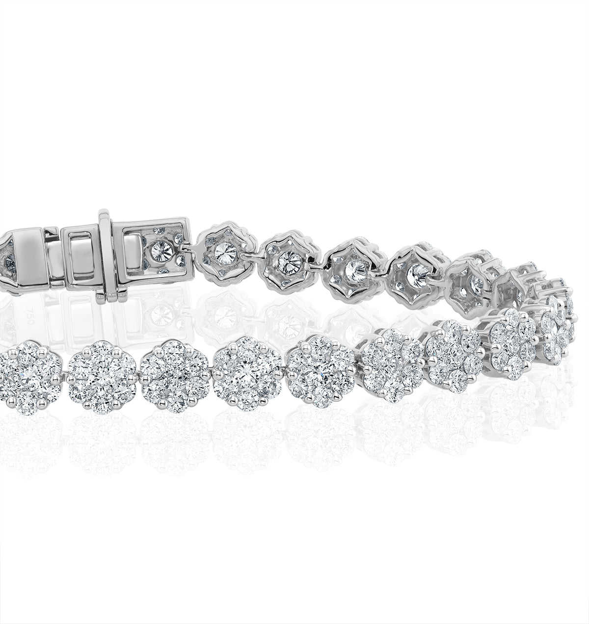 7ct Cluster Lab Diamond Tennis Bracelet H/Si Set in 18K White Gold