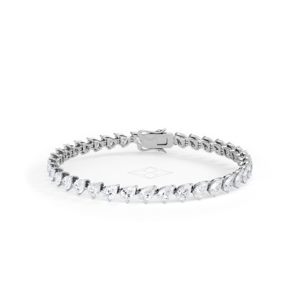 LUXE 8.00ct Lab Diamond Tennis Bracelet with IGI Certified Pear-Cut Diamonds in 18K White Gold