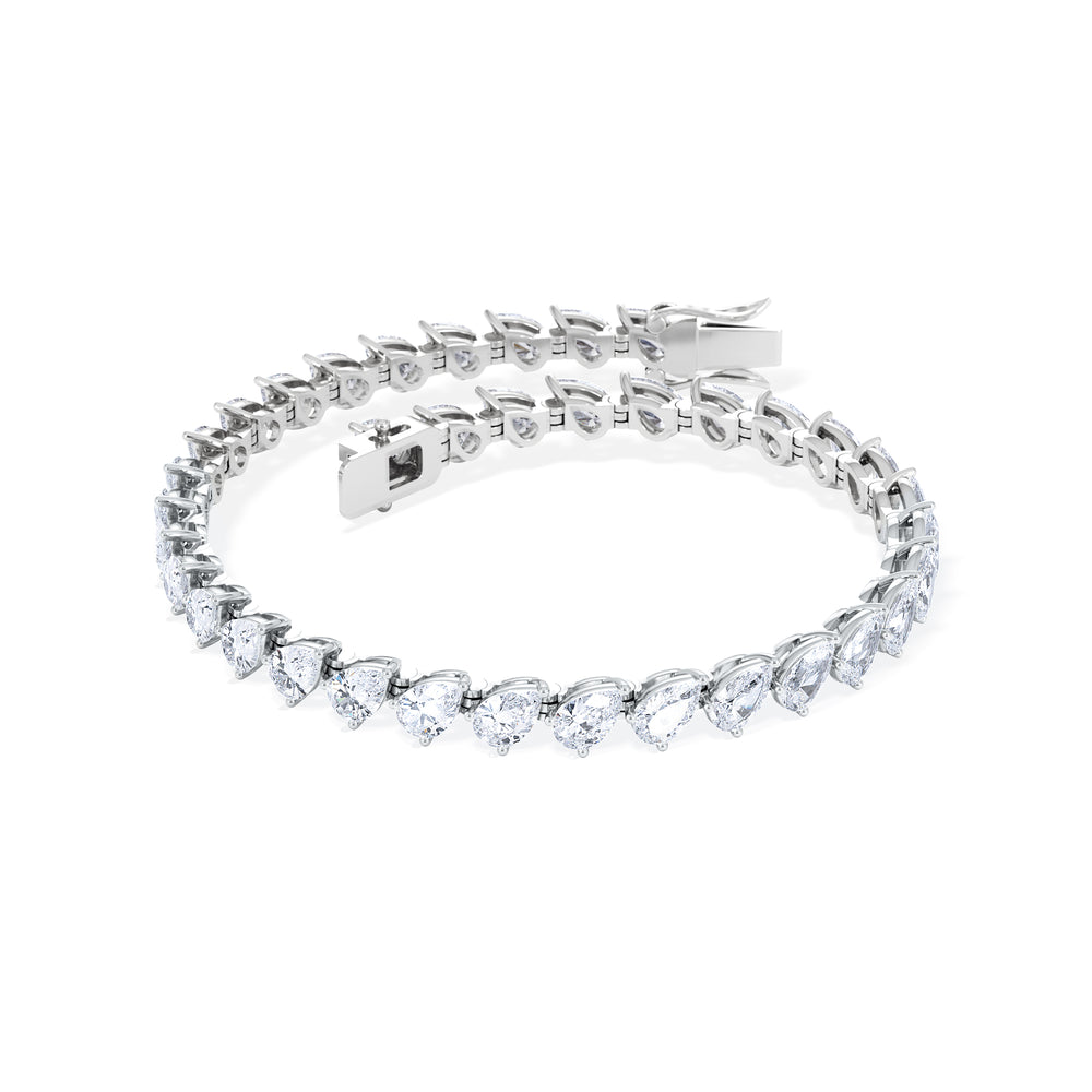LUXE 8.00ct Lab Diamond Tennis Bracelet with IGI Certified Pear-Cut Diamonds in 18K White Gold