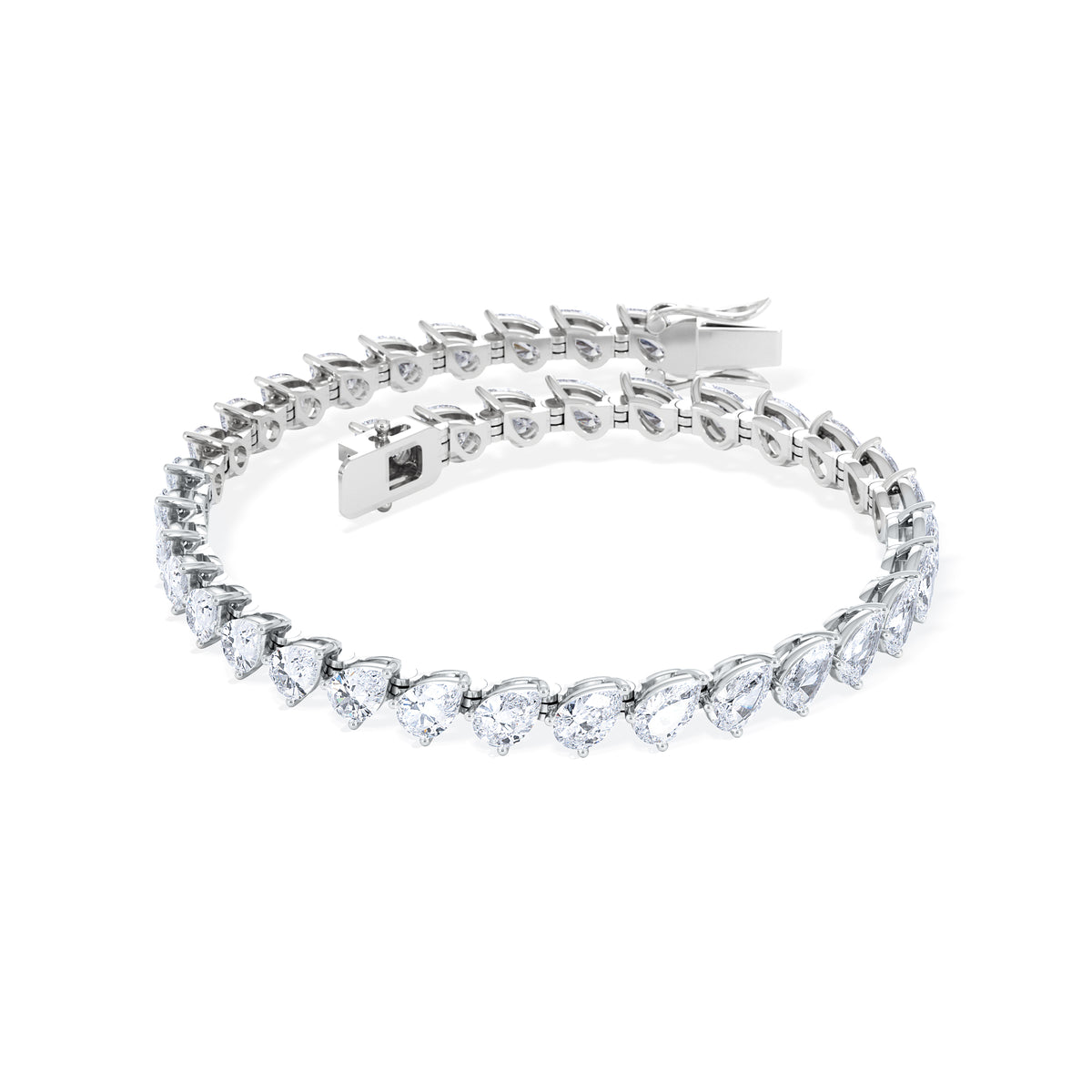 LUXE 8.00ct Lab Diamond Tennis Bracelet with IGI Certified Pear-Cut Diamonds in 18K White Gold