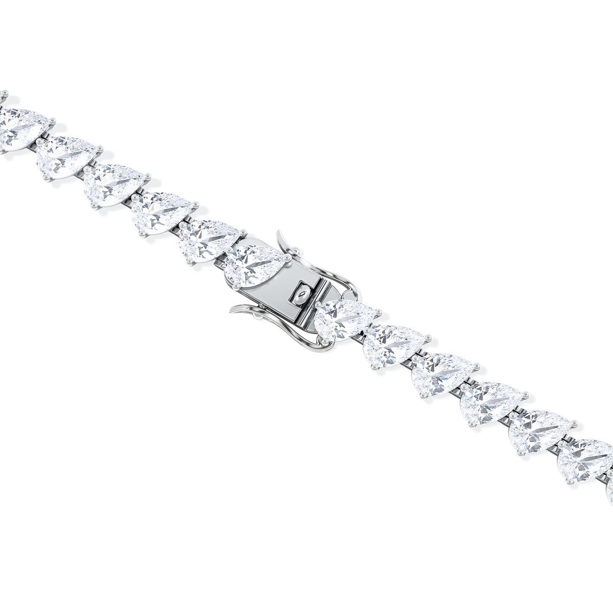 LUXE 8.00ct Lab Diamond Tennis Bracelet with IGI Certified Pear-Cut Diamonds in 18K White Gold