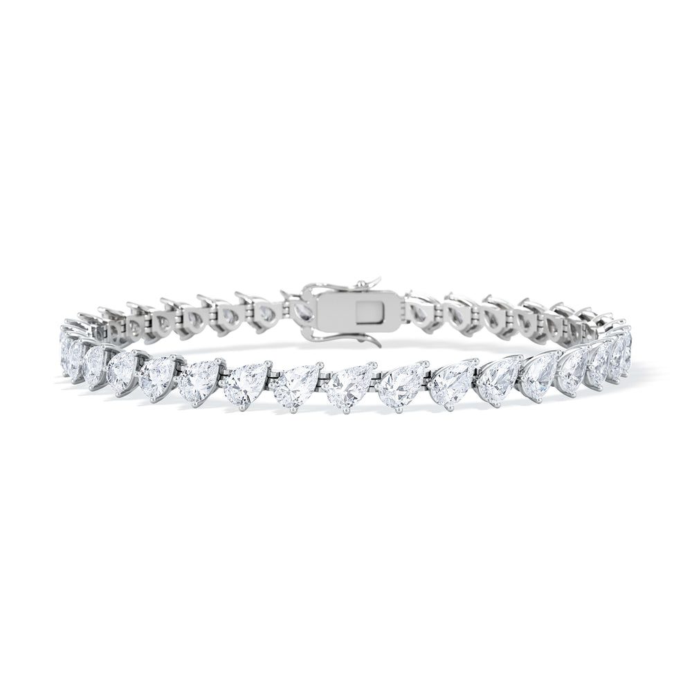 LUXE 8.00ct Lab Diamond Tennis Bracelet with IGI Certified Pear-Cut Diamonds in 18K White Gold