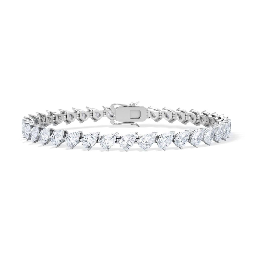 LUXE 8.00ct Lab Diamond Tennis Bracelet with IGI Certified Pear-Cut Diamonds in 18K White Gold