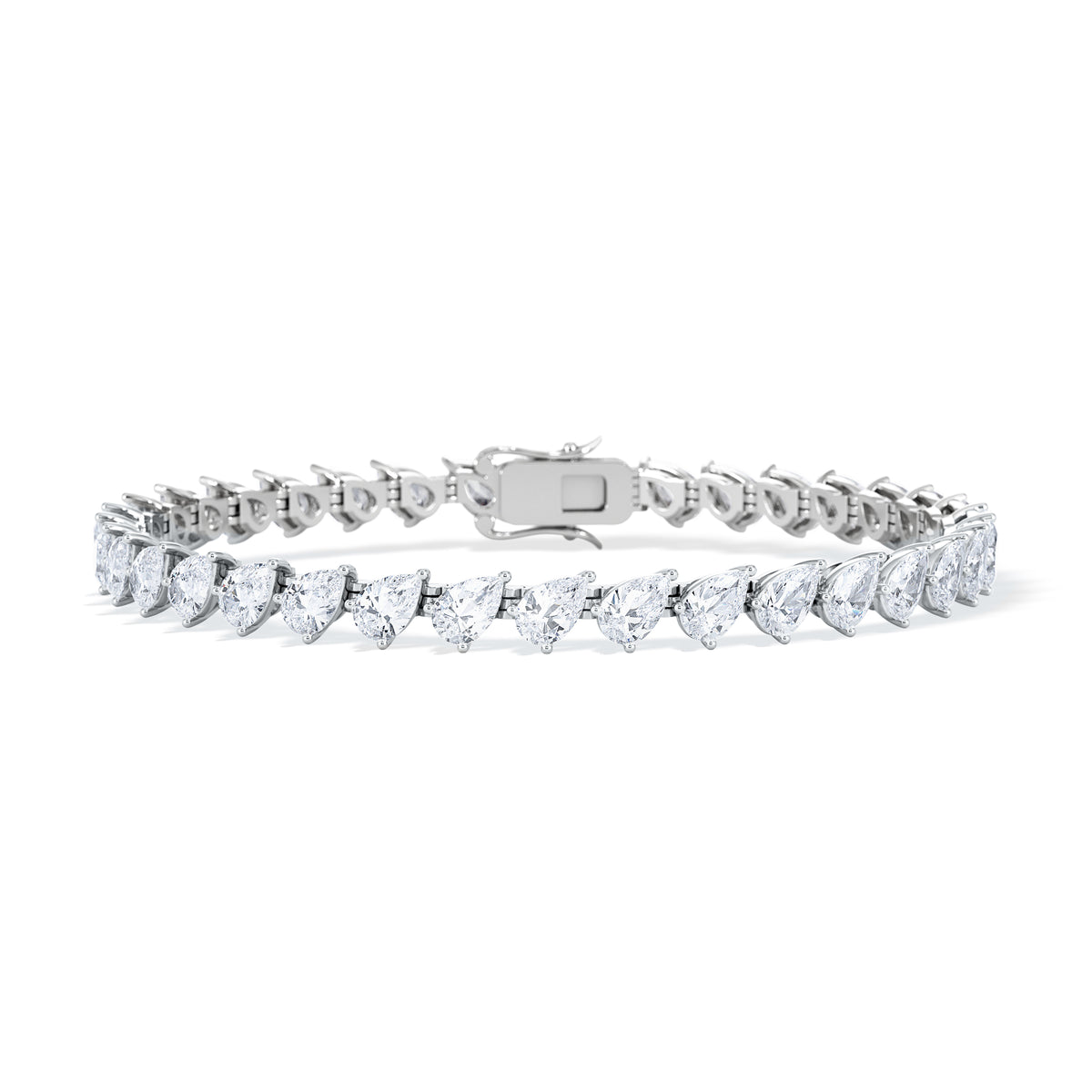 LUXE 8.00ct Lab Diamond Tennis Bracelet with IGI Certified Pear-Cut Diamonds in 18K White Gold