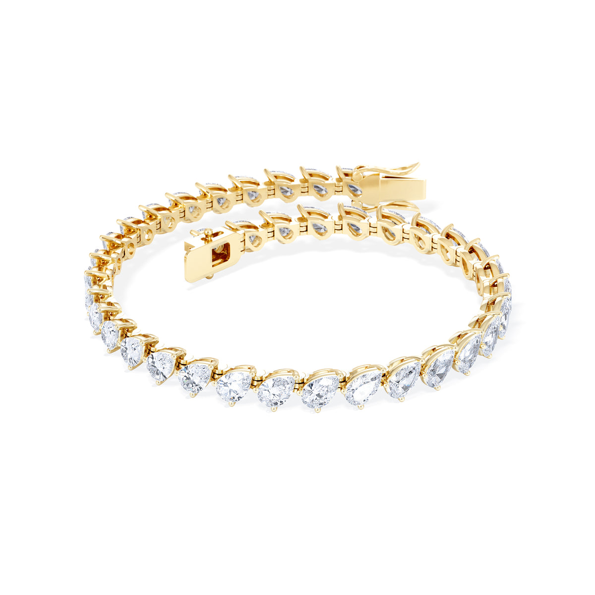 LUXE 8.00ct Lab Diamond Tennis Bracelet with IGI Certified Pear-Cut Diamonds in 18K Yellow Gold
