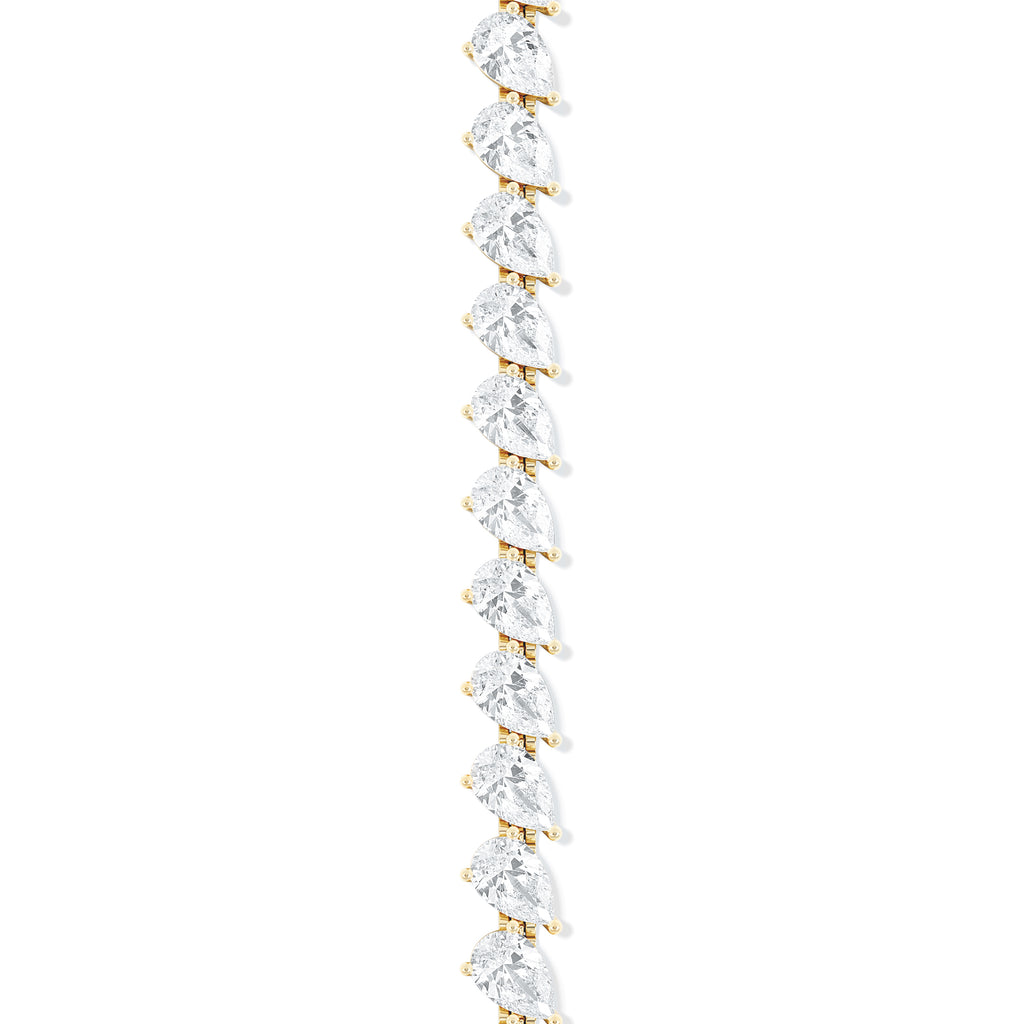 LUXE 8.00ct Lab Diamond Tennis Bracelet with IGI Certified Pear-Cut Diamonds in 18K Yellow Gold