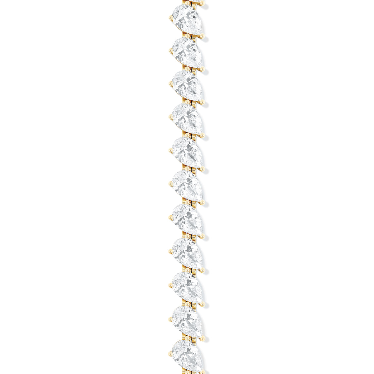 LUXE 8.00ct Lab Diamond Tennis Bracelet with IGI Certified Pear-Cut Diamonds in 18K Yellow Gold