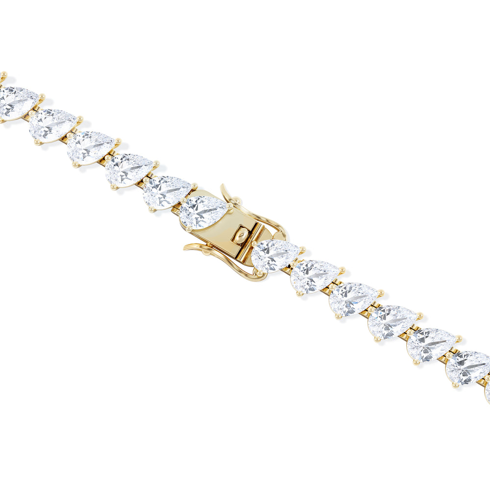 LUXE 8.00ct Lab Diamond Tennis Bracelet with IGI Certified Pear-Cut Diamonds in 18K Yellow Gold